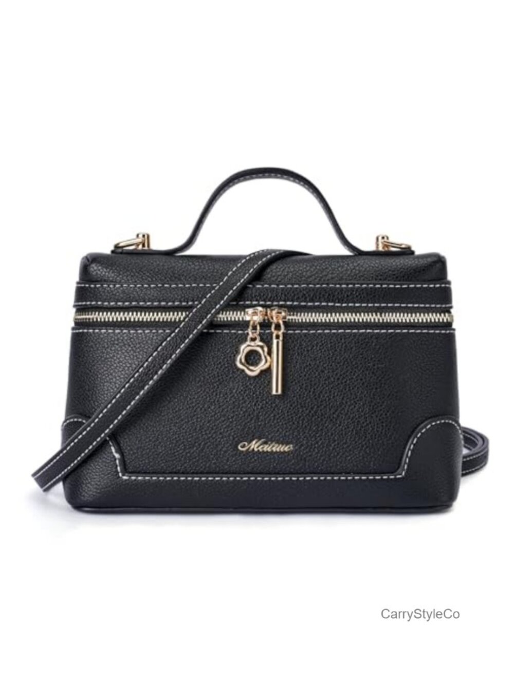 Top-Handle Crossbody Pouch Purse Faux Leather Small Handbag Adjustable Strap